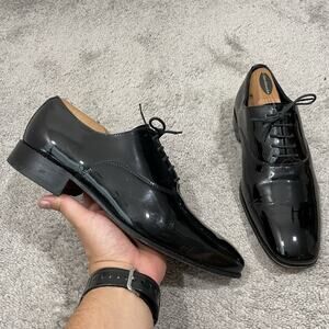 BARKER Made in England Black Patent Oxford Dress Shoes UK 7.5 G (US 8.5 Wide)
